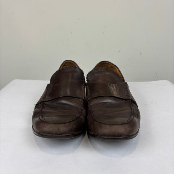 Gucci Brown Leather Web Slip On Loafers Men's 9 - Picture 2 of 15